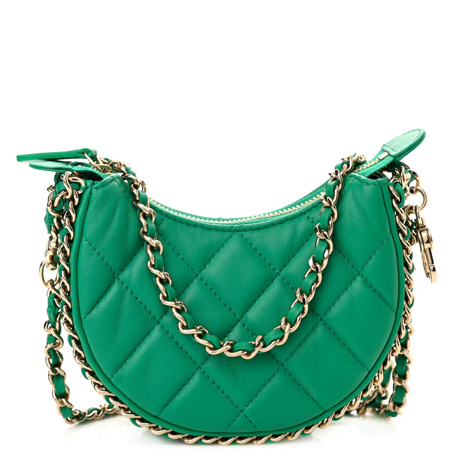 Chanel Lambskin Quilted Mini Chain Around Hobo Green 1 of 11