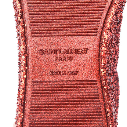 Saint Laurent Calfskin Crystal Glitter Andy Sneakers 36.5 Red 9 of 11