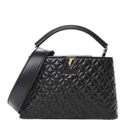 Louis Vuitton Lambskin Quilted Flower Capucines PM Black 1 of 11