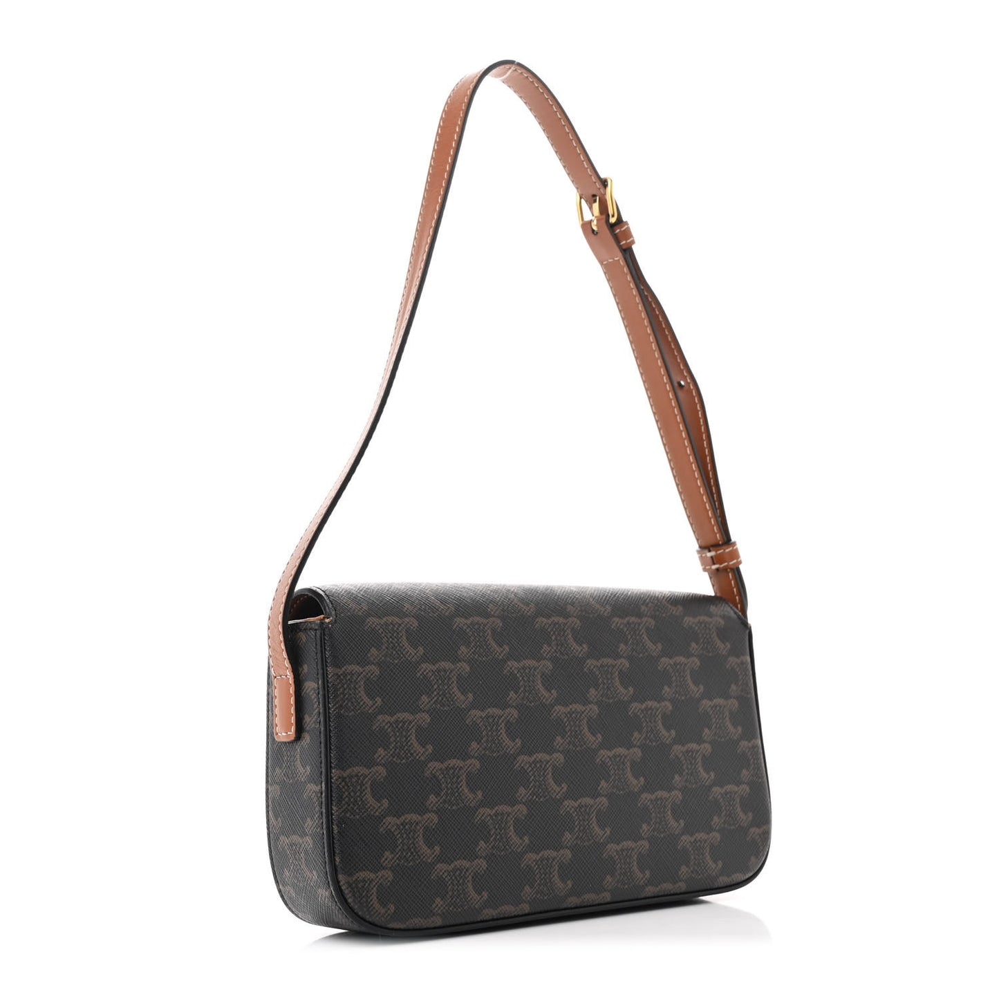 Canvas Calfskin Triomphe Shoulder Bag Tan