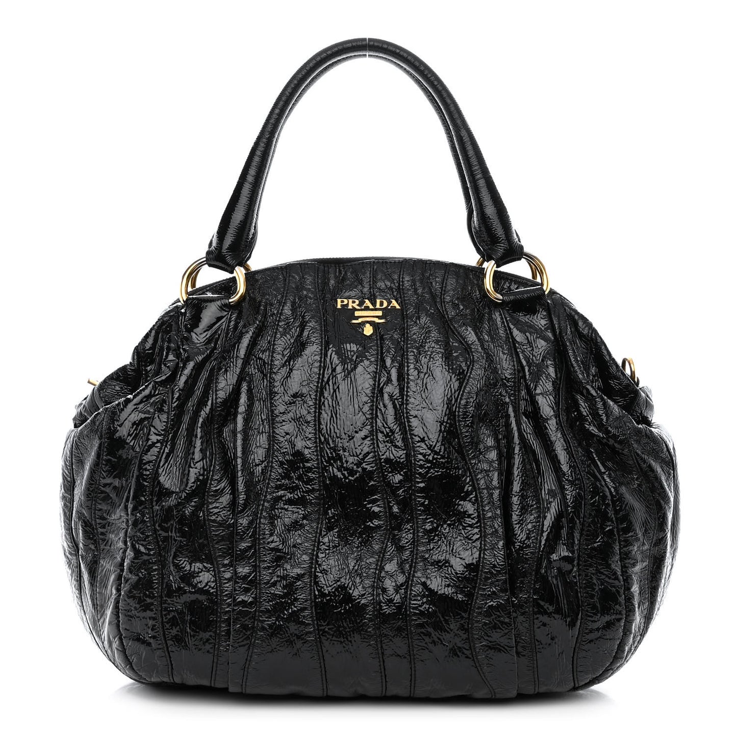 Vernice Stripes Shoulder Bag Black