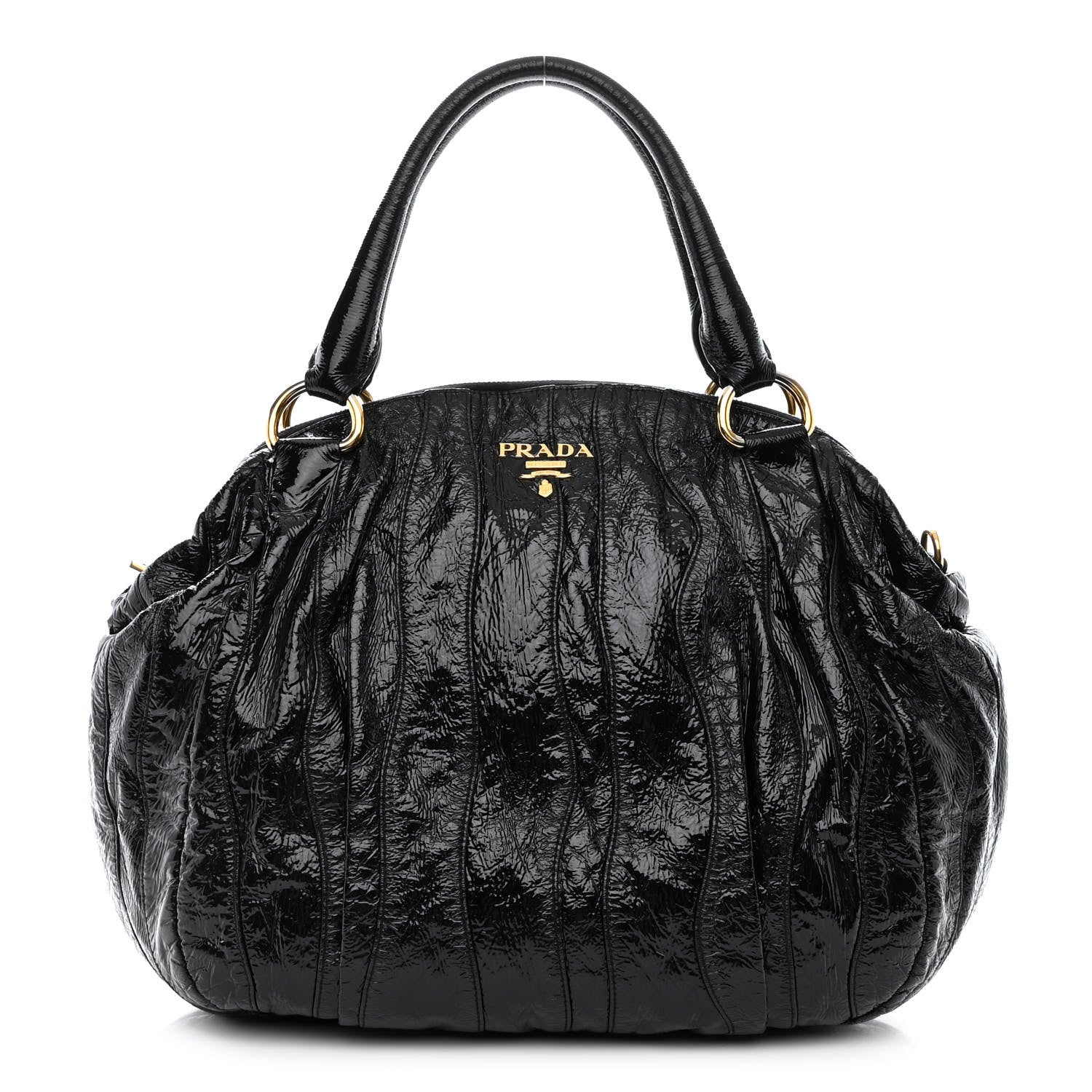 Prada Vernice Stripes Shoulder Bag Black 1 of 12