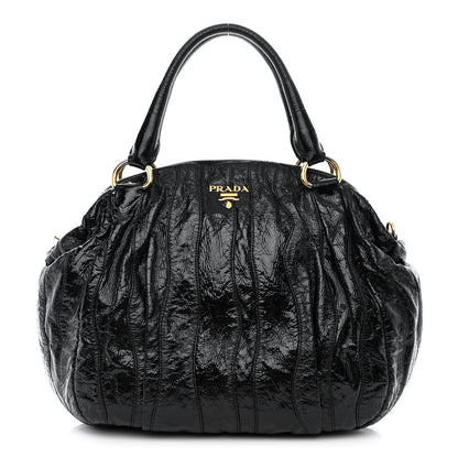 Prada Vernice Stripes Shoulder Bag Black 1 of 12