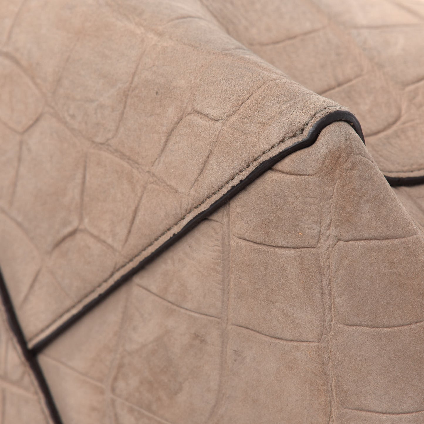 Crocodile Embossed Nubuck Small Belt Cabas Phantom Beige