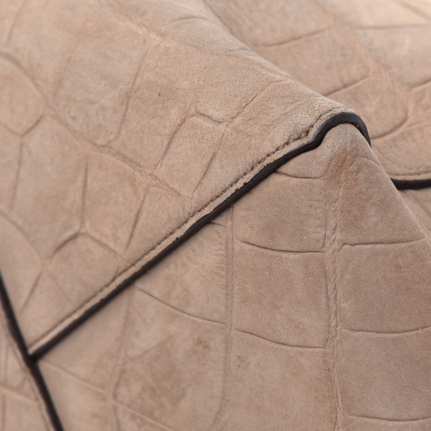Celine Crocodile Embossed Nubuck Small Belt Cabas Phantom Beige 21 of 33