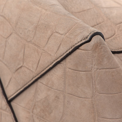 Celine Crocodile Embossed Nubuck Small Belt Cabas Phantom Beige 21 of 33