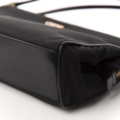 Prada Tessuto Nylon Soft Calfskin Shoulder Bag Black 7 of 11