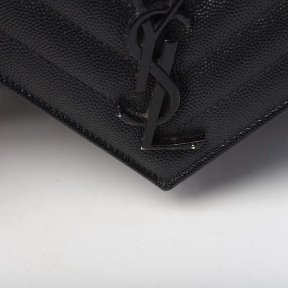 Saint Laurent Grain De Poudre Textured Mixed Matelasse Triquilt Medium Monogram Satchel Black 11 of 12