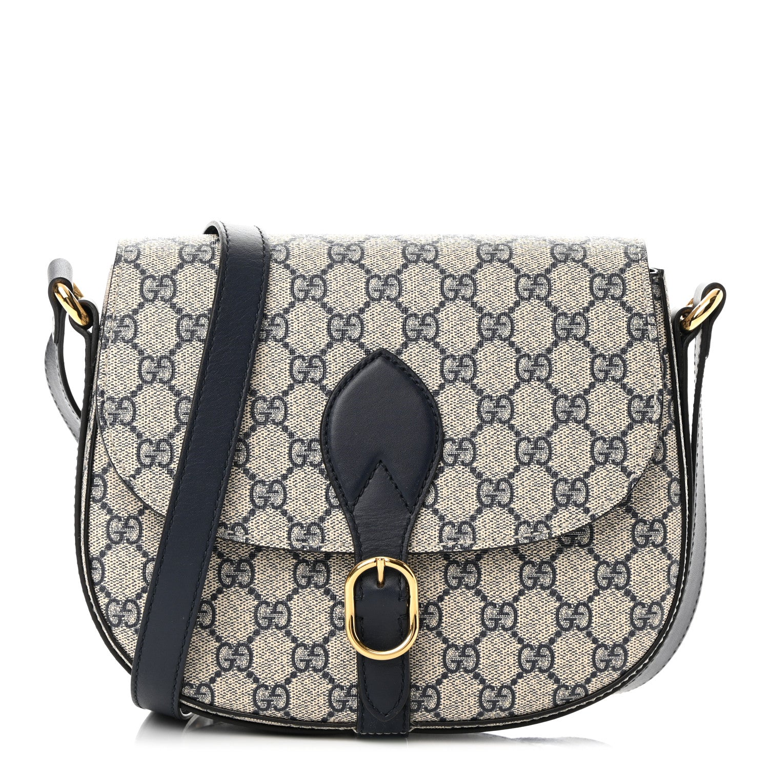 Gucci GG Supreme Monogram Small Messenger Shoulder Bag Beige Blue Navy 1 of 16