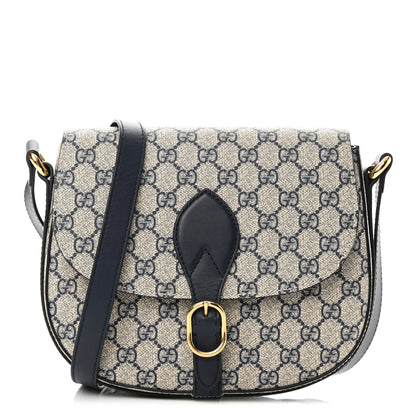 Gucci GG Supreme Monogram Small Messenger Shoulder Bag Beige Blue Navy 1 of 16