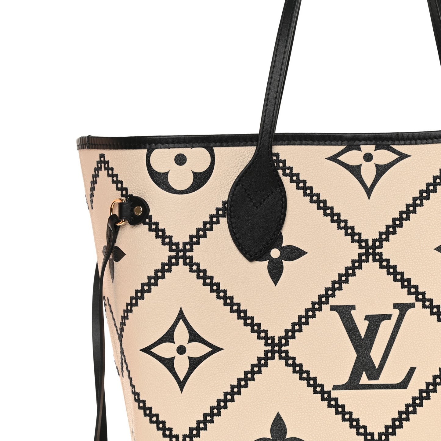 Empreinte Monogram Giant Broderies Neverfull MM Cream Black