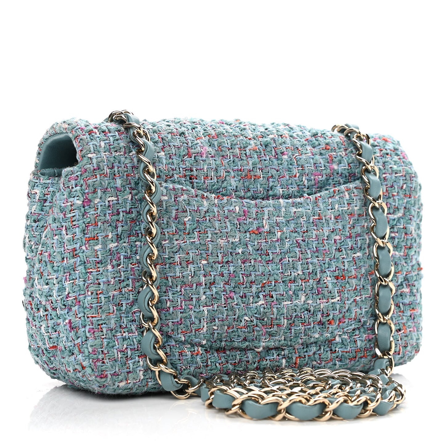 Tweed Quilted Mini Rectangular Flap Turquoise Purple White Red