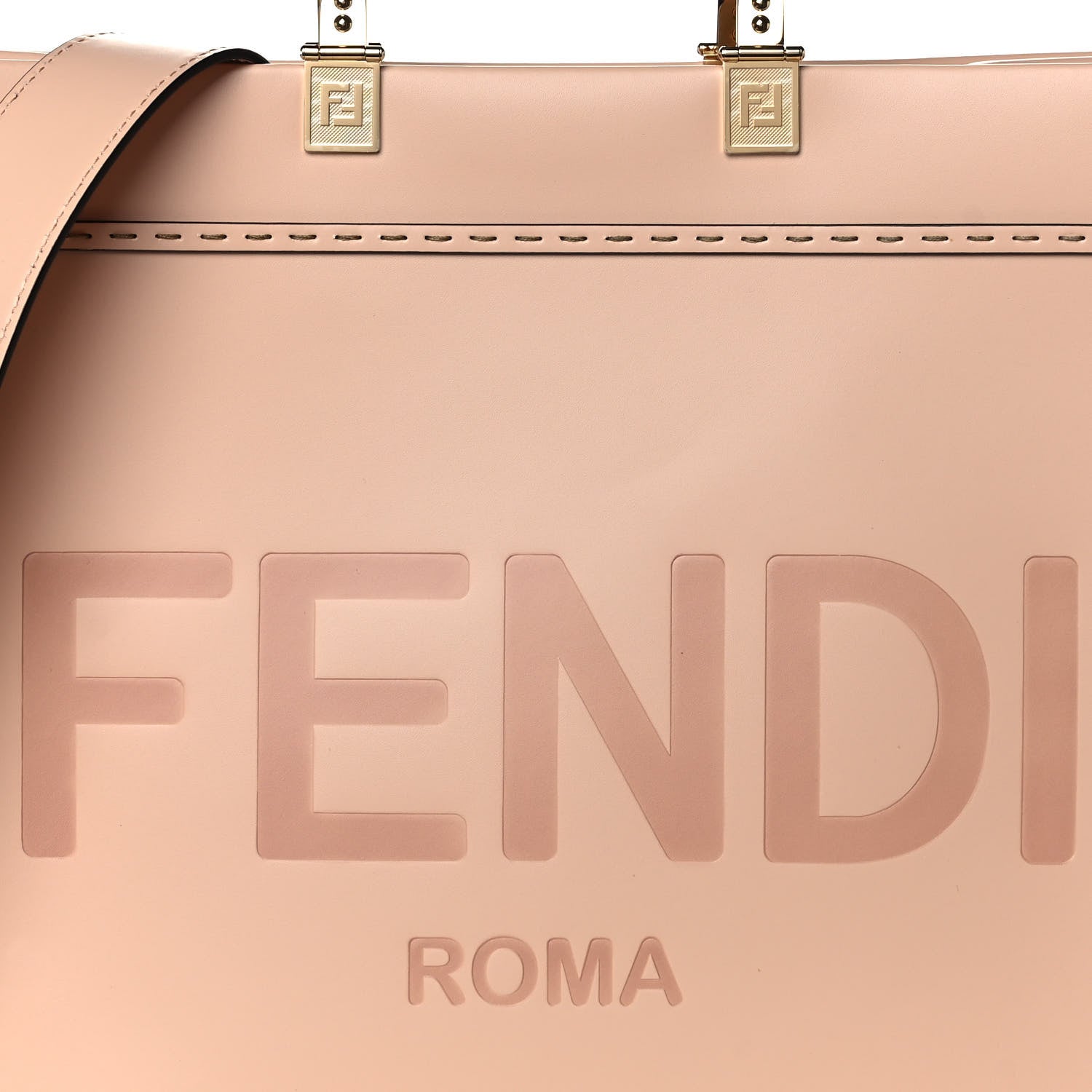Fendi Vitello King Plexiglass Logo Embossed Medium Fendi Sunshine Shopper Tote Light Rose 13 of 18