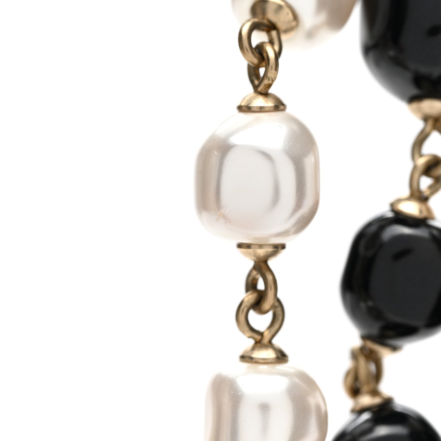 Chanel Baguette Crystal Resin Pearl CC Multi Strand Necklace Black Gold 6 of 8