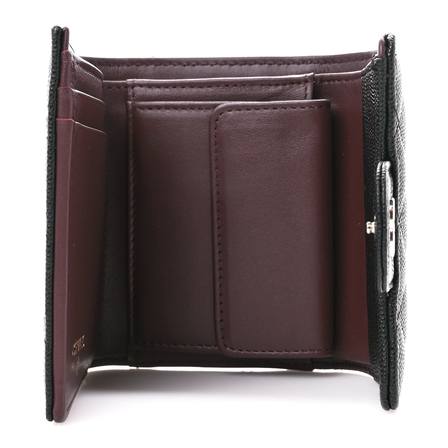 Caviar Quilted Compact Flap Wallet Black