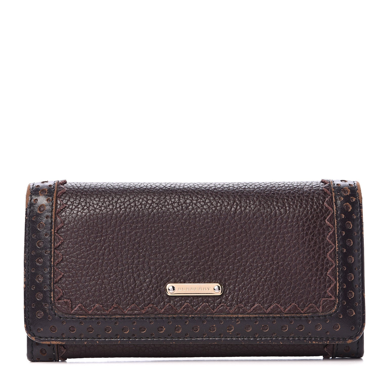 Burberry Grainy Calfskin Continental Wallet Dark Brown 1 of 17