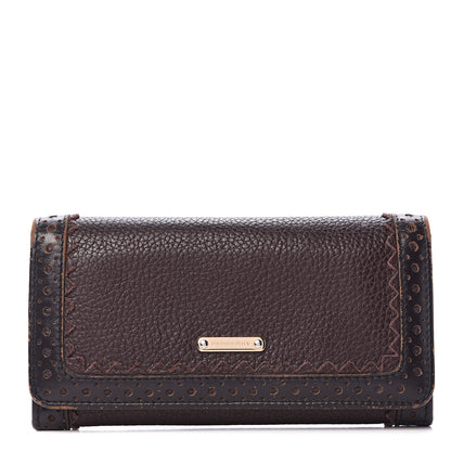 Burberry Grainy Calfskin Continental Wallet Dark Brown 1 of 17
