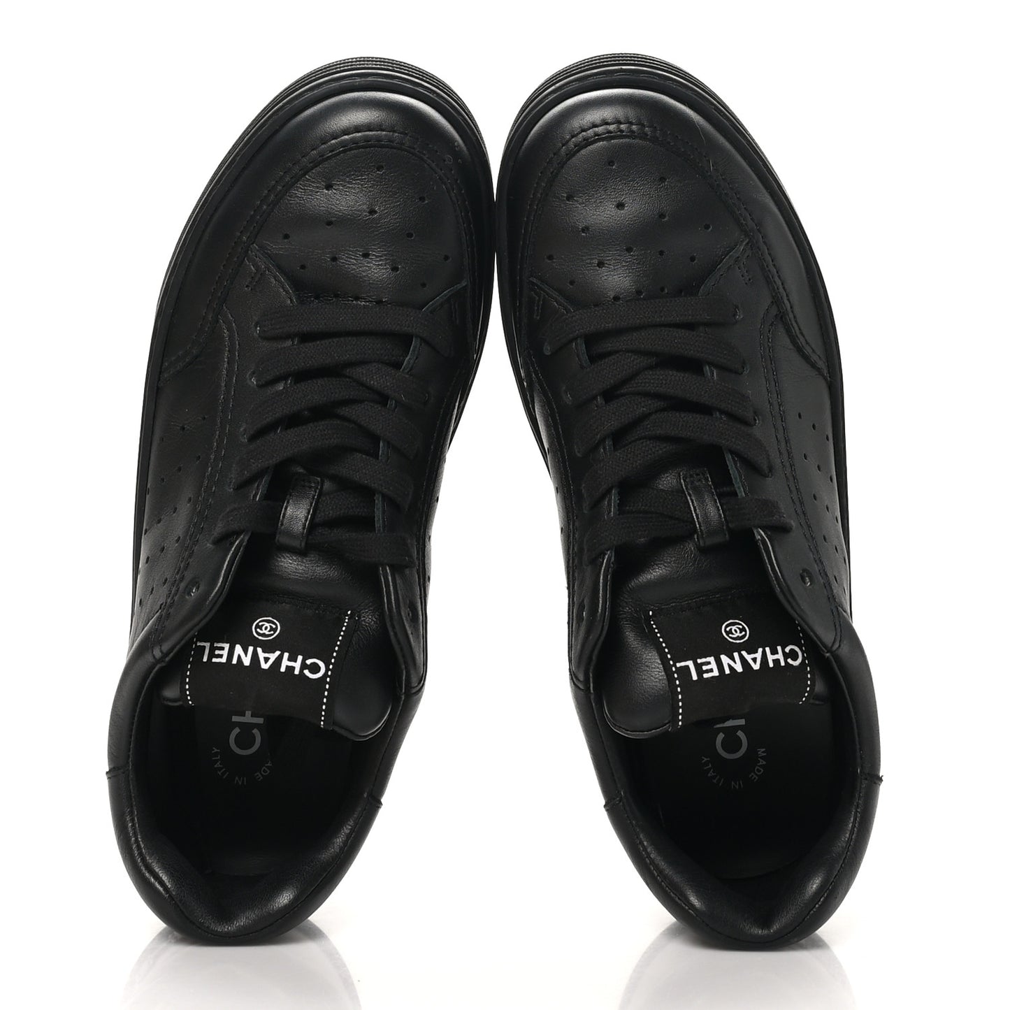 Calfskin CC Womens Sneakers 37.5 Black