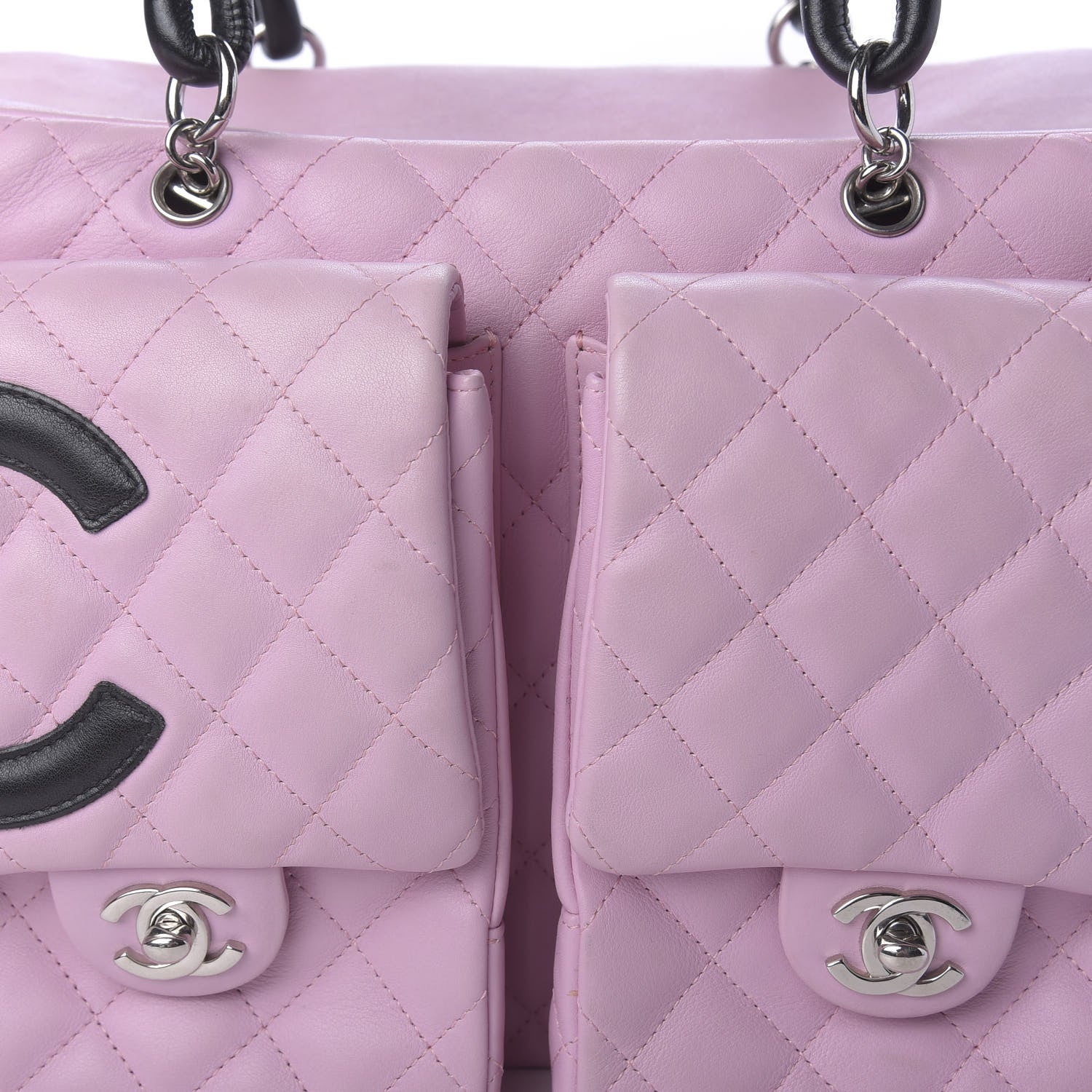 Chanel Calfskin Quilted Large Cambon Multipocket Reporter Pink Black 10 of 16
