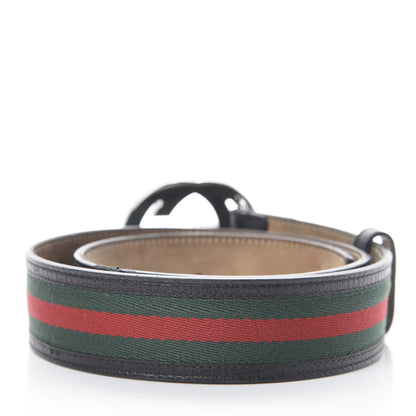 Gucci Calfskin Web Interlocking G Belt 80 32 Black 2 of 7