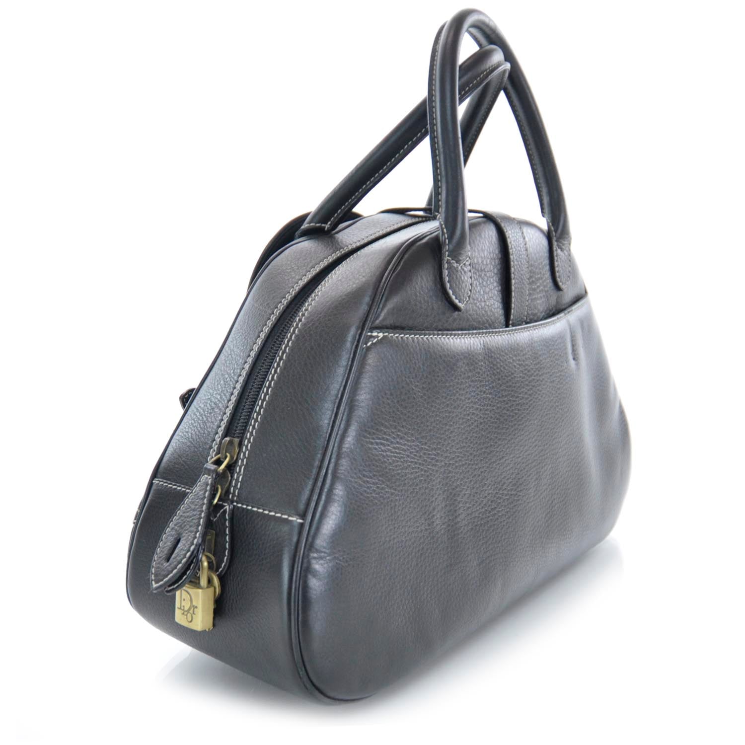Christian Dior Leather Saddle Bowler Black 3 of 10