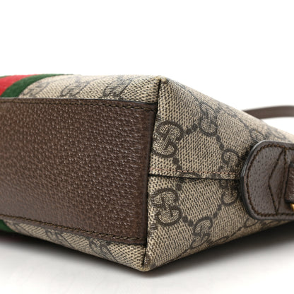 Gucci GG Supreme Monogram Textured Dollar Calfskin Web Small Ophidia Dome Shoulder Bag Beige Ebony New Acero 9 of 9