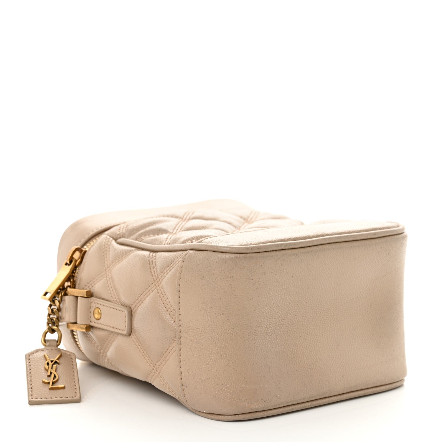 Saint Laurent Grain de Poudre Quilted 80's Vanity Bag Dark Beige 4 of 12