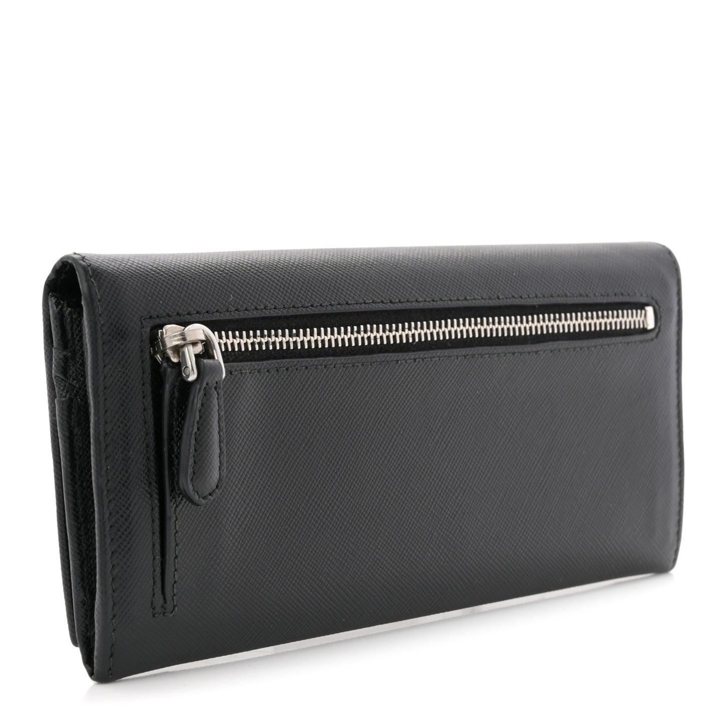 Saffiano Triangle Continental Flap Wallet Black