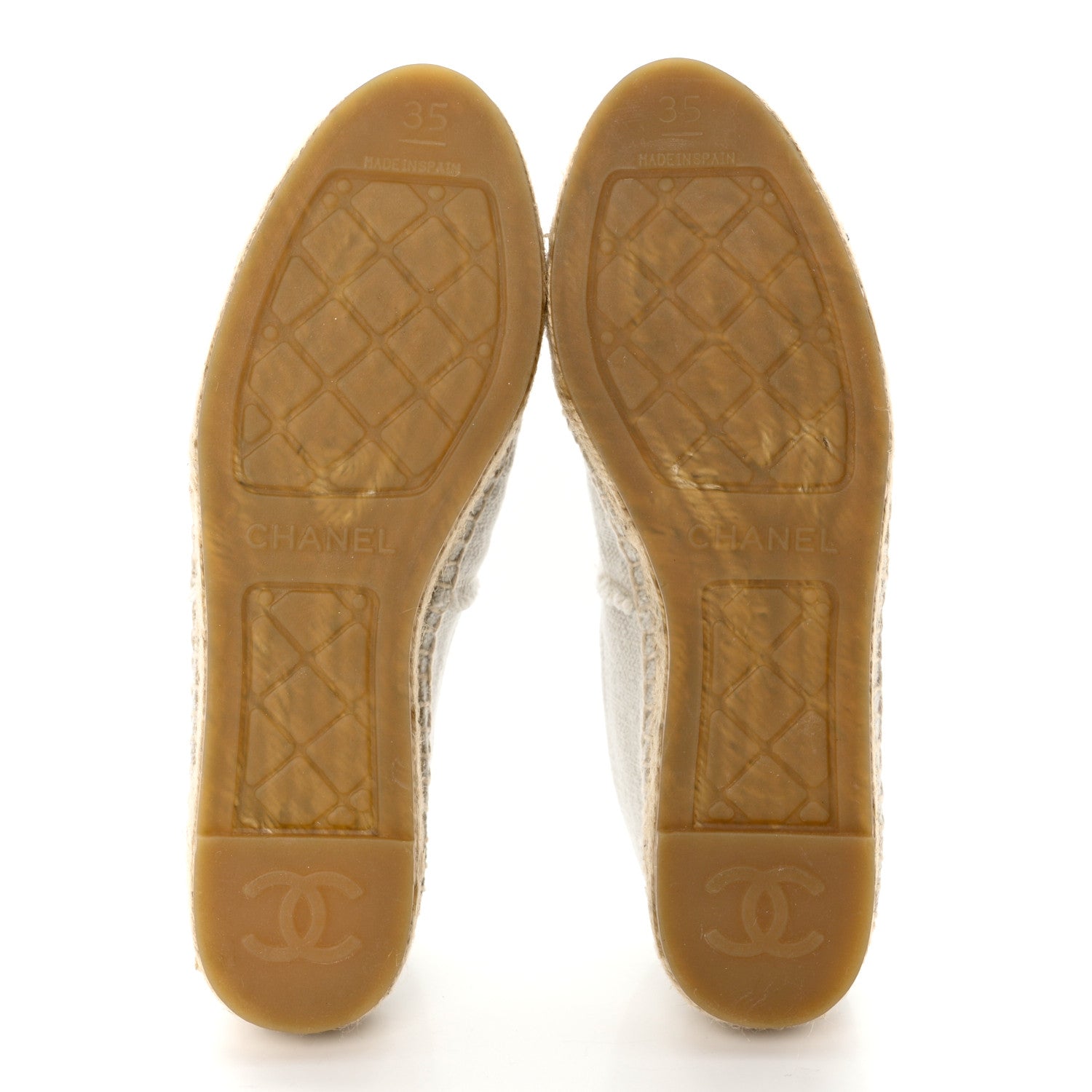Chanel Linen CC Espadrilles 35 White Black 5 of 9