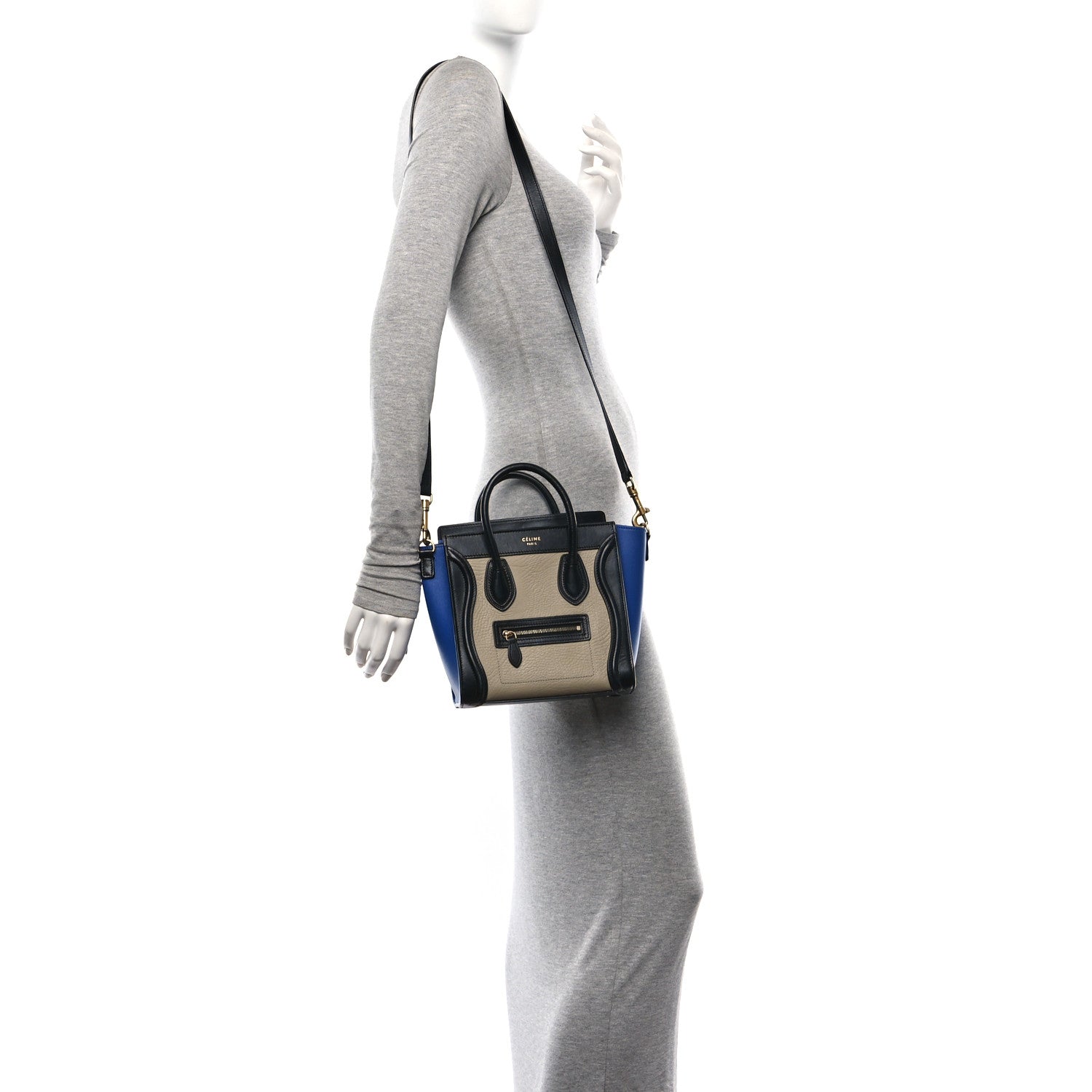 Celine Elephant Calfskin Nano Tri-Color Luggage Sand 2 of 10