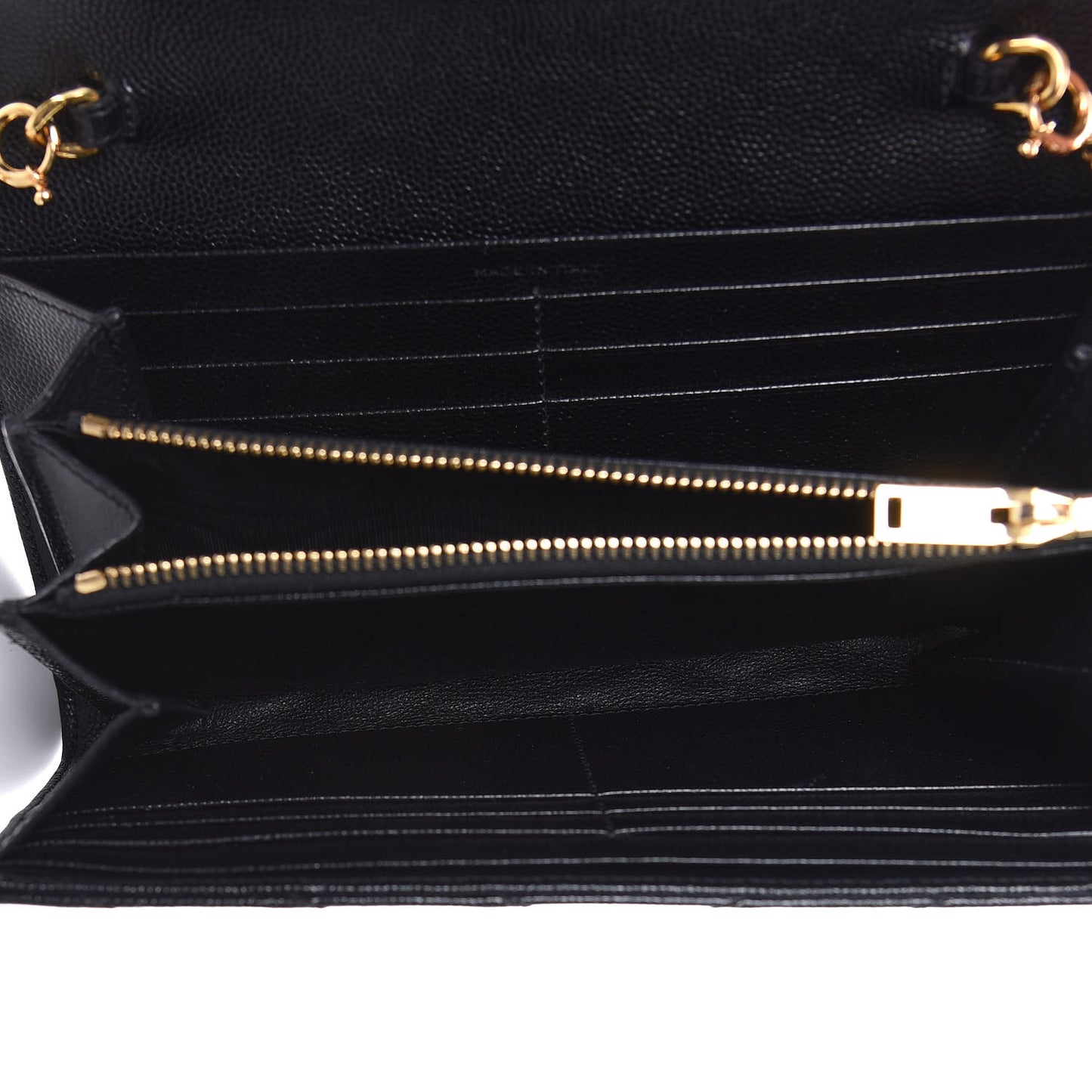 Grain De Poudre Matelasse Chevron Small Monogram Chain Wallet Black