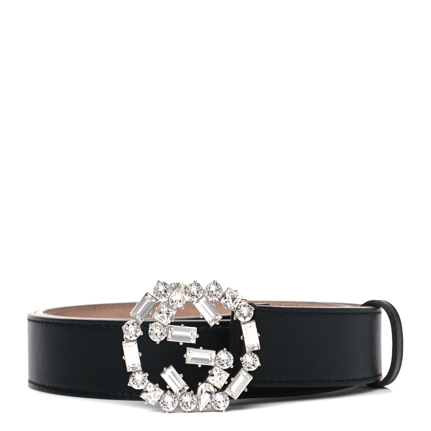 Gucci Calfskin Crystal Interlocking G Belt 80 32 Black 1 of 5