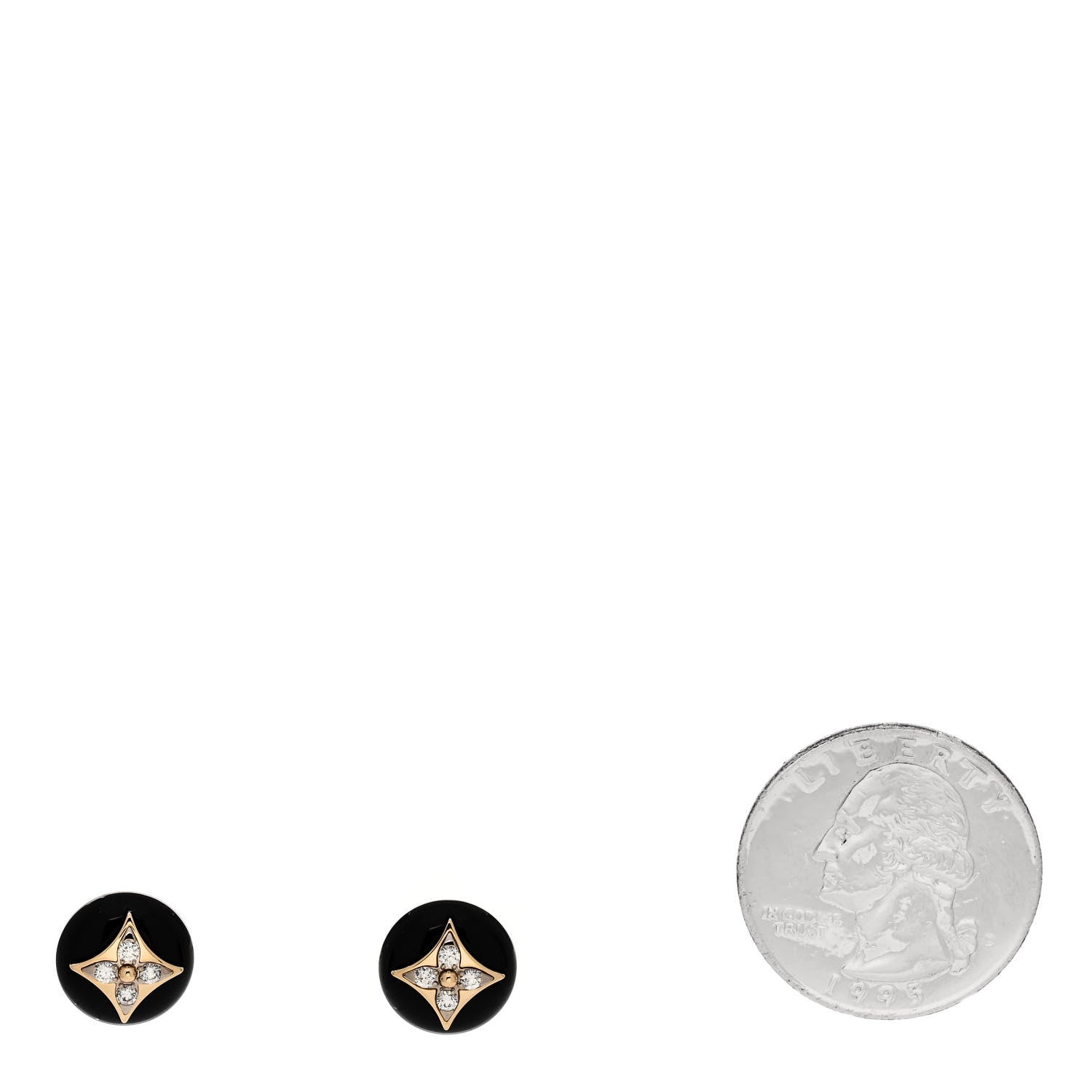 Louis Vuitton 18K Yellow Gold Diamond Onyx Color Blossom BB Star Stud Earrings 2 of 5