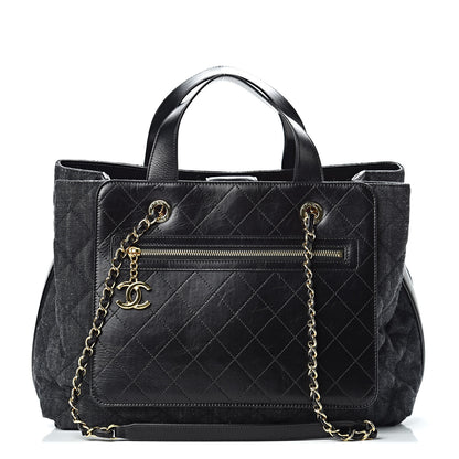Chanel Denim Calfskin Quilted Tote Black 1 of 11