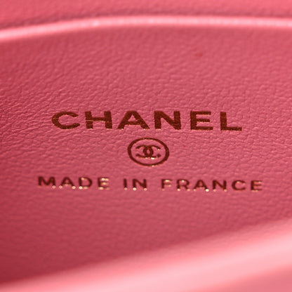 Chanel Lambskin Quilted Top Handle Clutch With Chain Pink 6 of 12