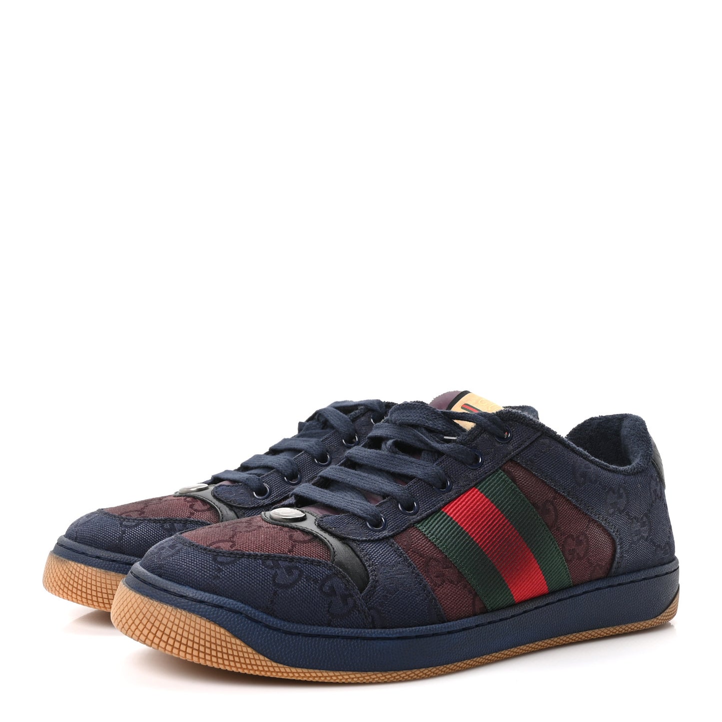 New Canvas GG Web Mens Screener Sneakers 8 Burgundy Navy