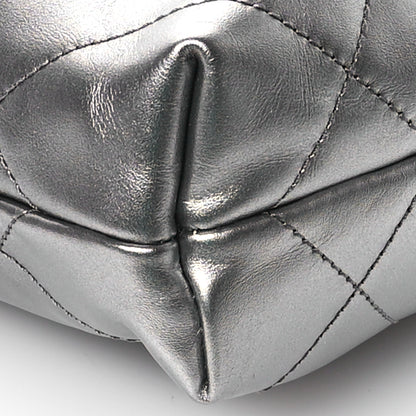 Chanel Metallic Shaded Calfskin Quilted Mini Chanel 22 Black Silver 9 of 11