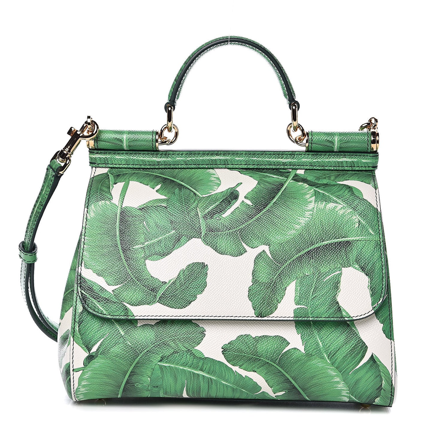 Dauphine Banana Leaf Print Medium Miss Sicily Satchel Green White