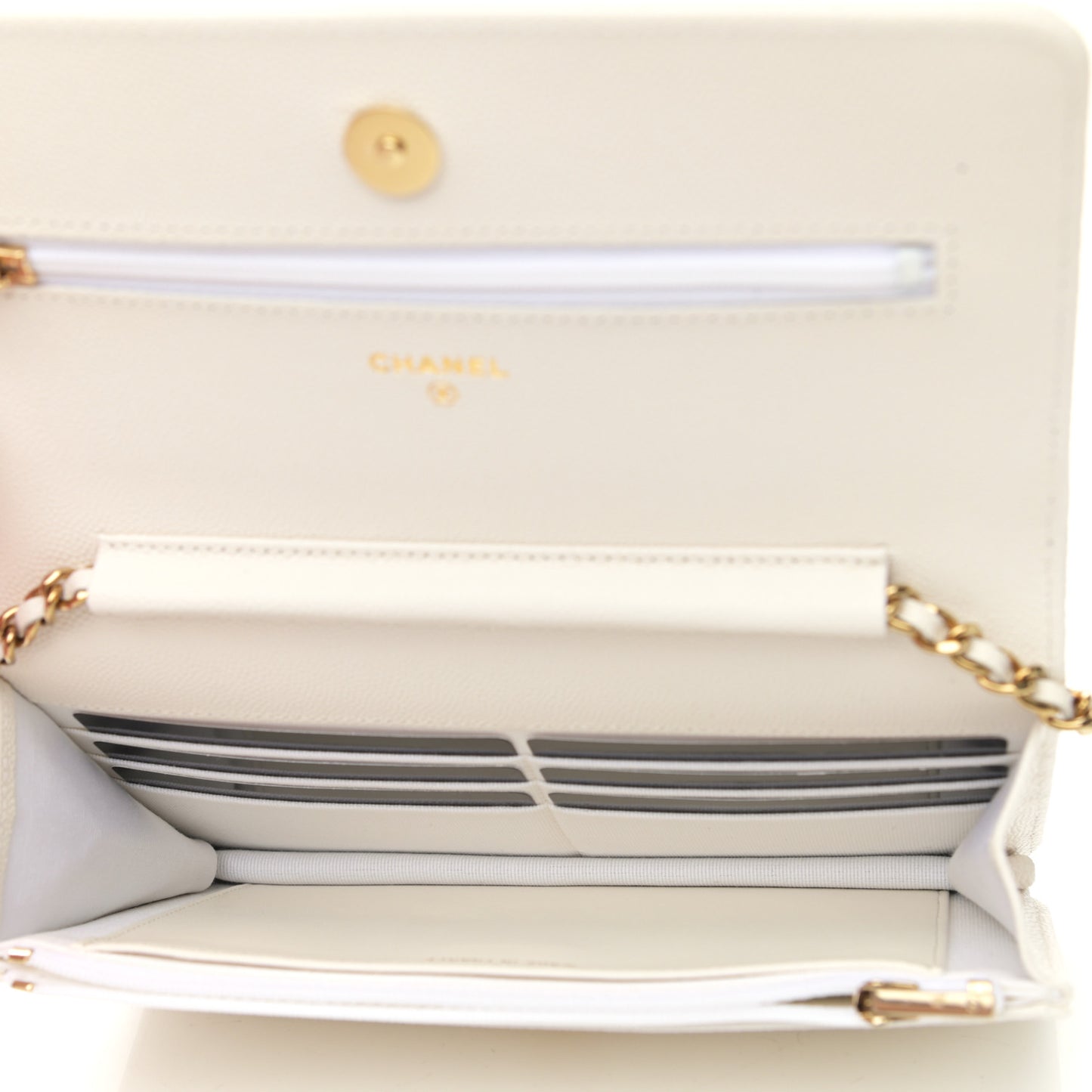 Caviar Quilted Wallet On Chain WOC White