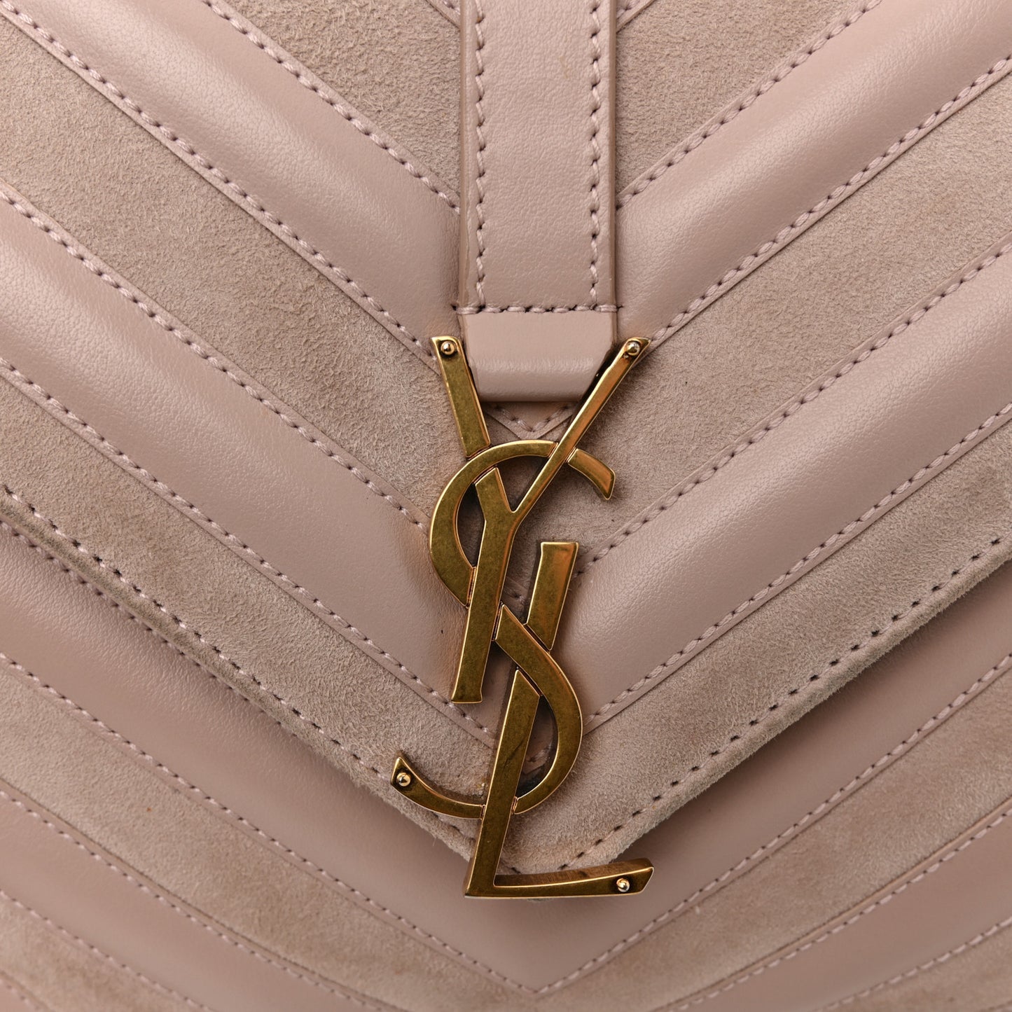 Calfskin Suede Matelasse Chevron Medium Monogram College Bag Rose Poudre
