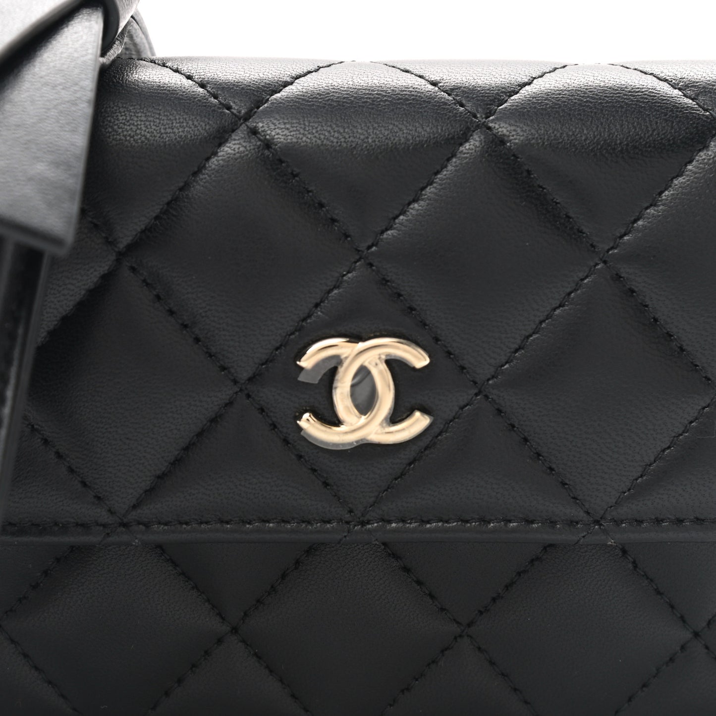 Lambskin Quilted Mini Coco Bow Clutch With Chain Black