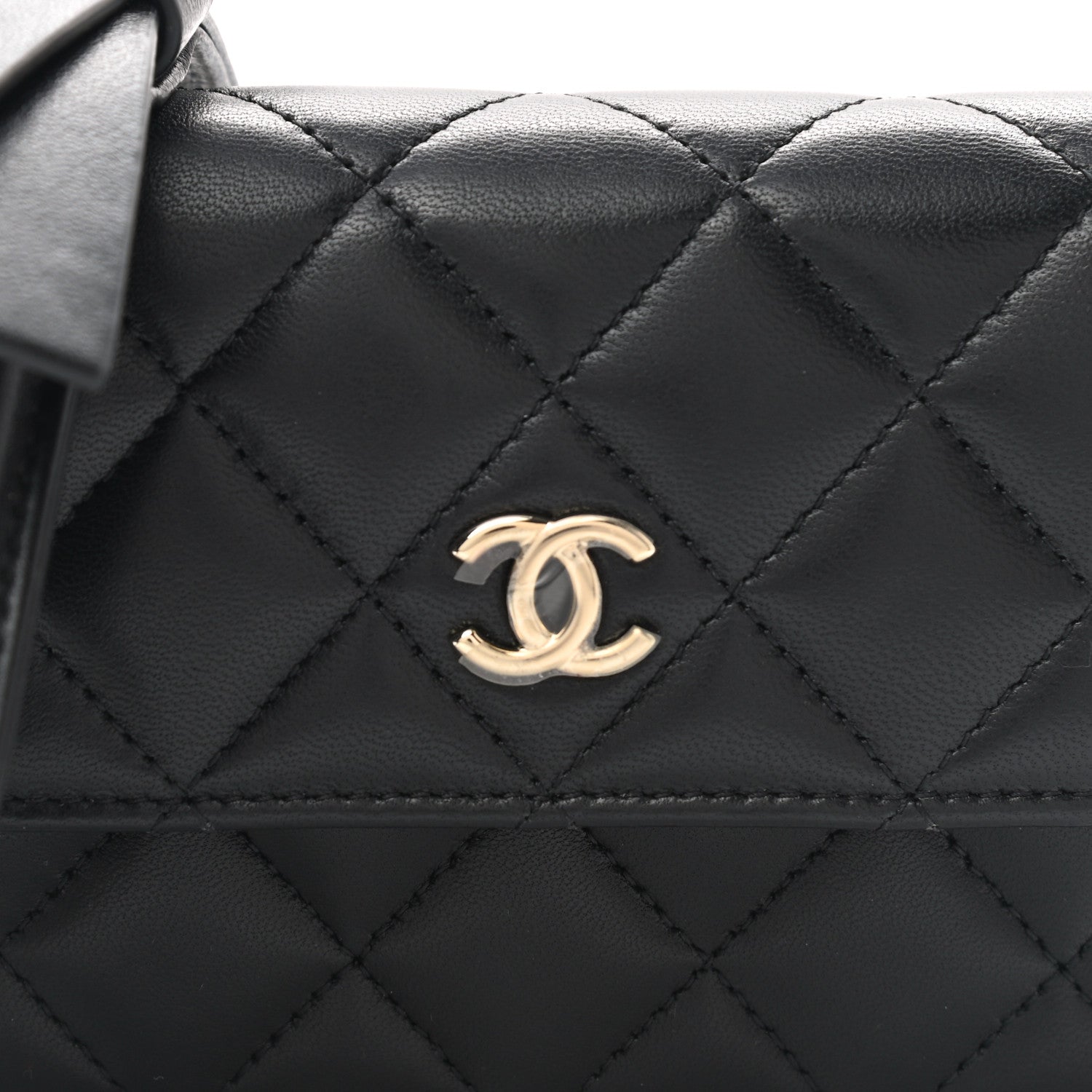 Chanel Lambskin Quilted Mini Coco Bow Clutch With Chain Black 9 of 10