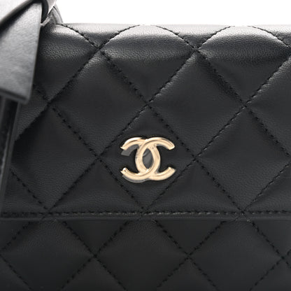 Chanel Lambskin Quilted Mini Coco Bow Clutch With Chain Black 9 of 10