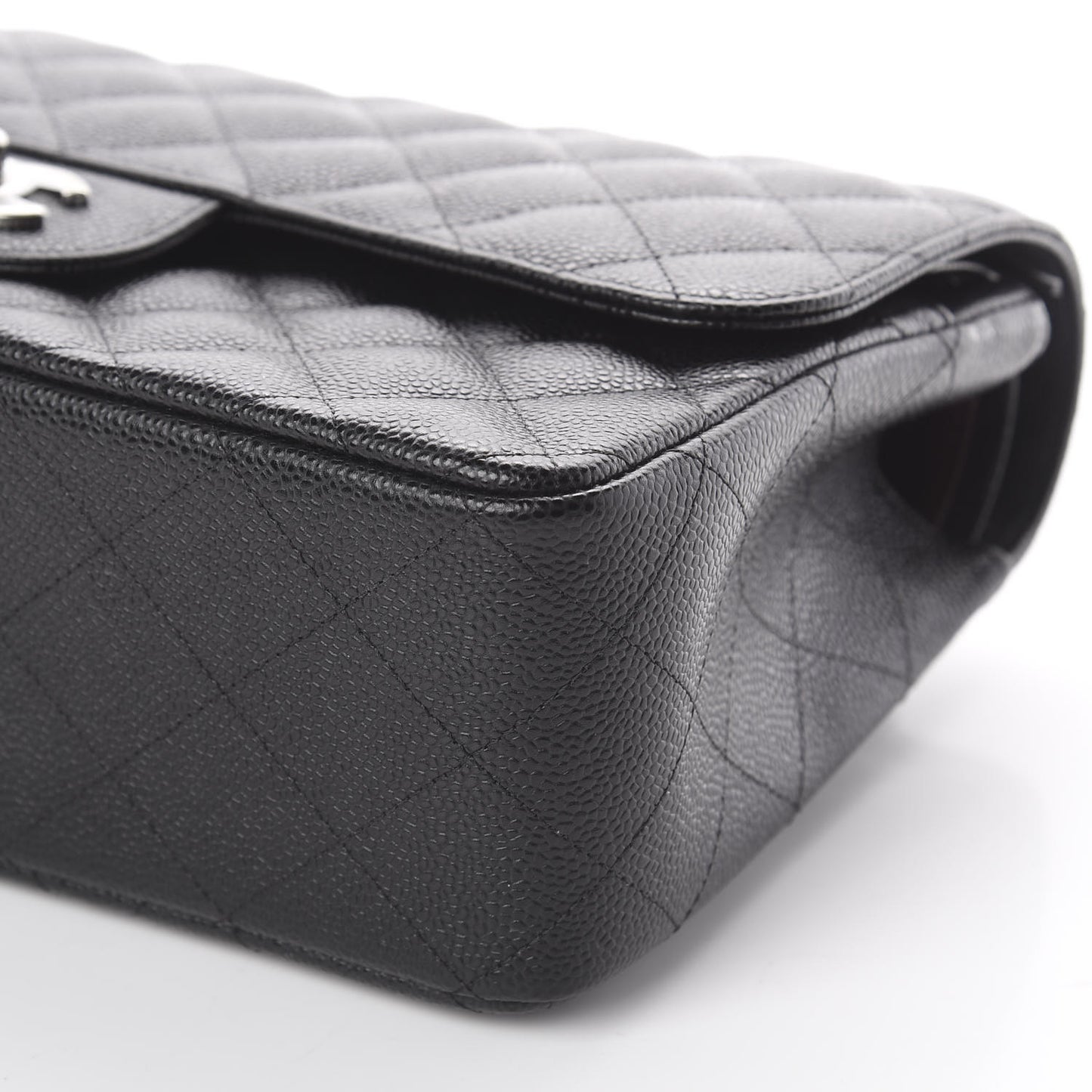 Caviar Quilted Jumbo Double Flap Black