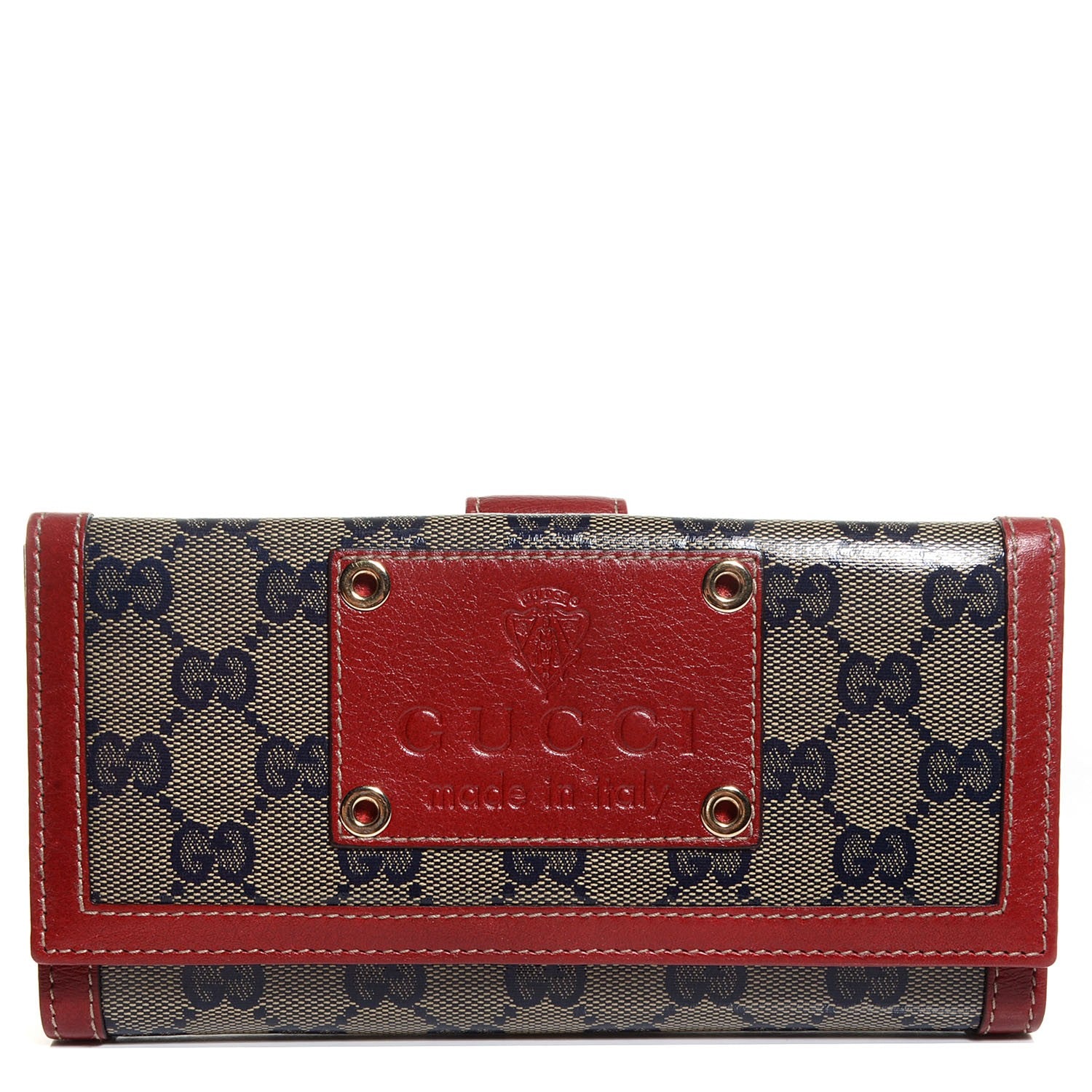 Gucci Crystal Monogram Continental Wallet Red Navy 1 of 8