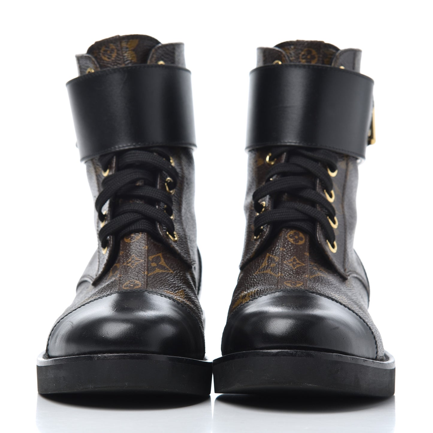 Monogram Calfskin Wonderland Flat Ranger Boots 36 Black