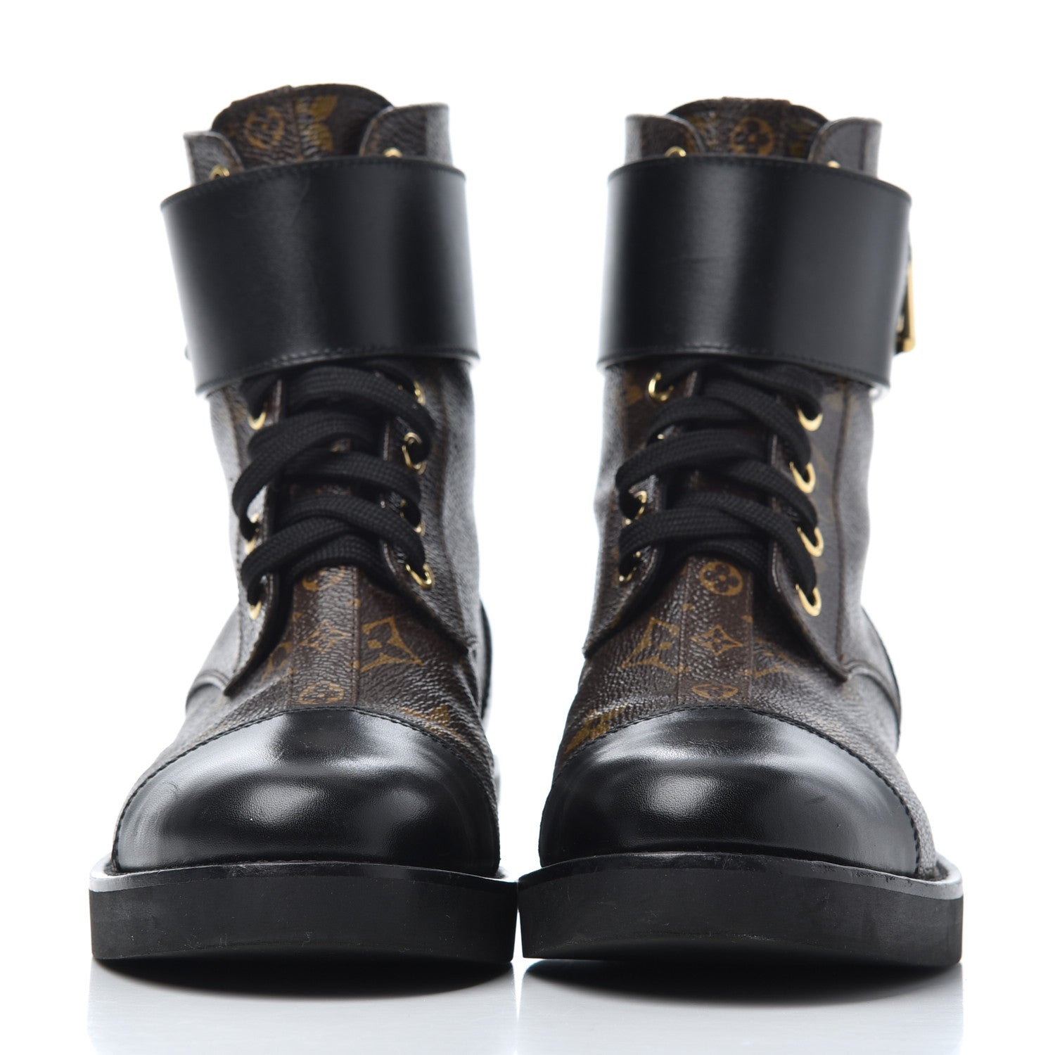 Louis Vuitton Monogram Calfskin Wonderland Flat Ranger Boots 36 Black 2 of 22