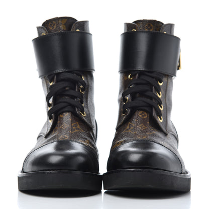 Louis Vuitton Monogram Calfskin Wonderland Flat Ranger Boots 36 Black 2 of 22