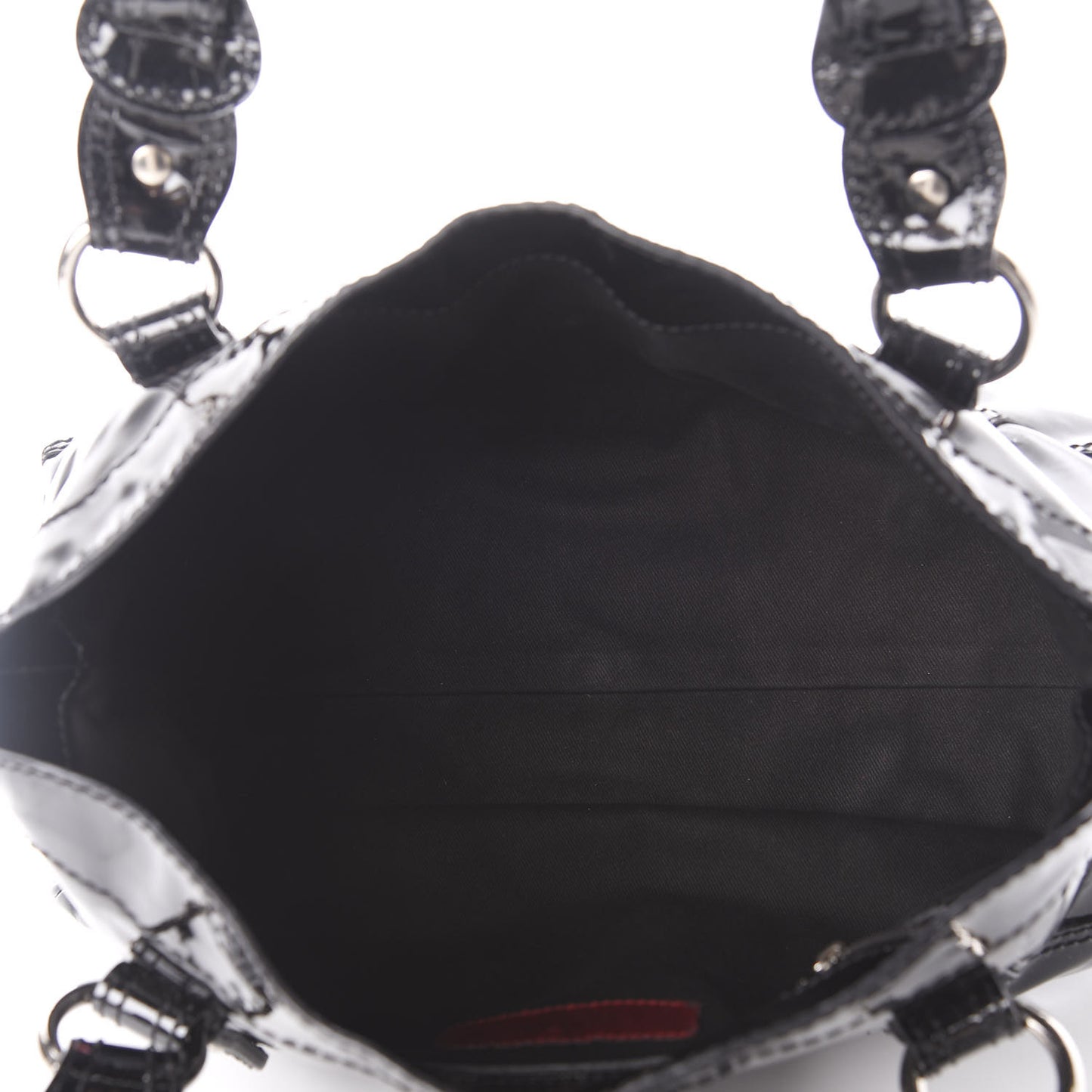 Patent Crystal Catch Satchel Black