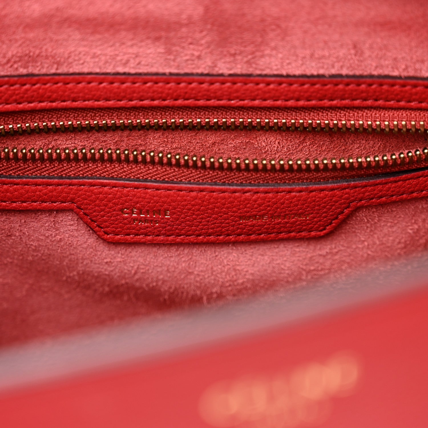 Celine Drummed Calfskin Micro Luggage Red 6 of 15